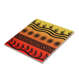De Cerâmica Desert Sun Cactus Southwest Kokopelli Azulejo cerâ