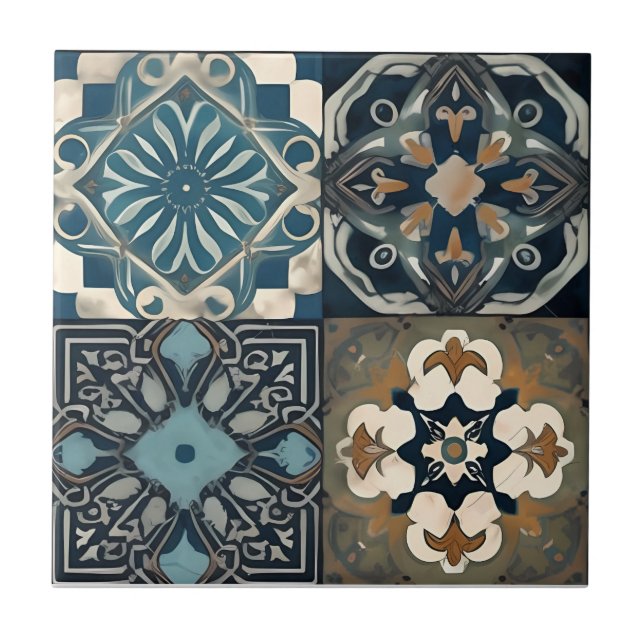 De Cerâmica Design Azulejo Azul-Marrocos (Frente)