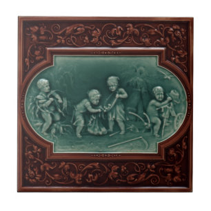 De Cerâmica Design do vintage do azulejo c1890 Mintons da