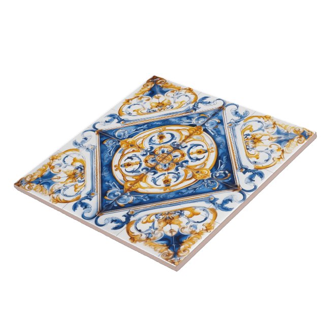 De Cerâmica Design Elegante azul e Azulejo Dourado (Lateral)