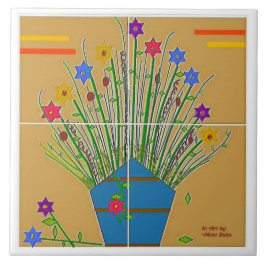 De Cerâmica "Destaque Floral" 6x6 Azulejo cerâmico