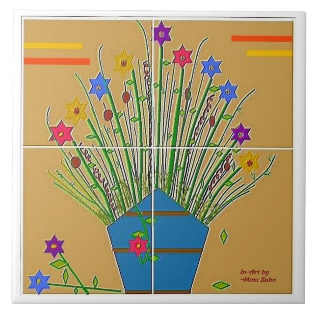 De Cerâmica "Destaque Floral" 6x6 Azulejo cerâmico (Frente)