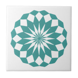 De Cerâmica Diamond Mandala em Teal Turquoise Azulejo Trivet