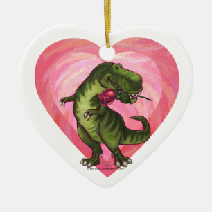 De Cerâmica Dinossauro com Rosa Ser Meu Ornamento