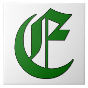 De Cerâmica Diploma - Letra E no Azulejo do Monograma Verde