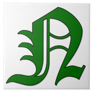 De Cerâmica Diploma - Letra N no Azulejo do Monograma Verde