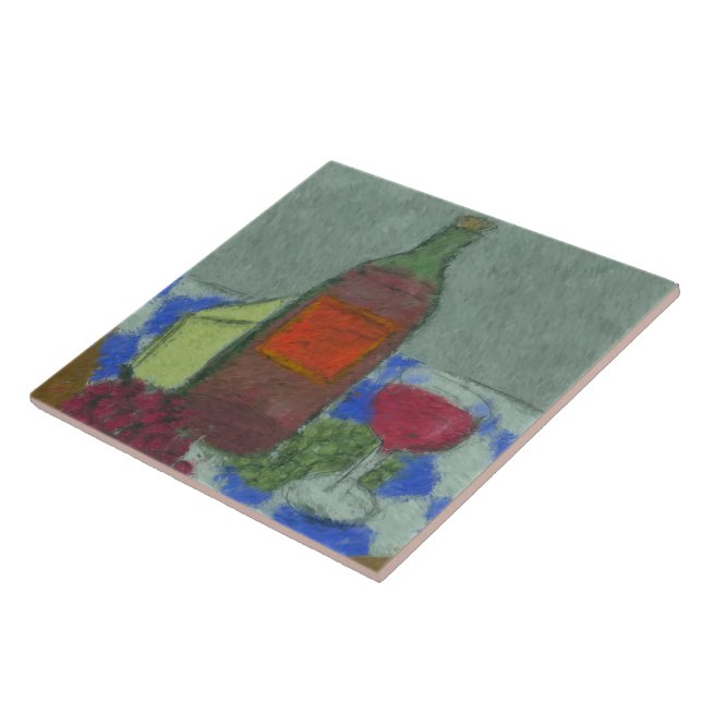 De Cerâmica Do impressionista vida ainda com azulejo do vinho (Lateral)