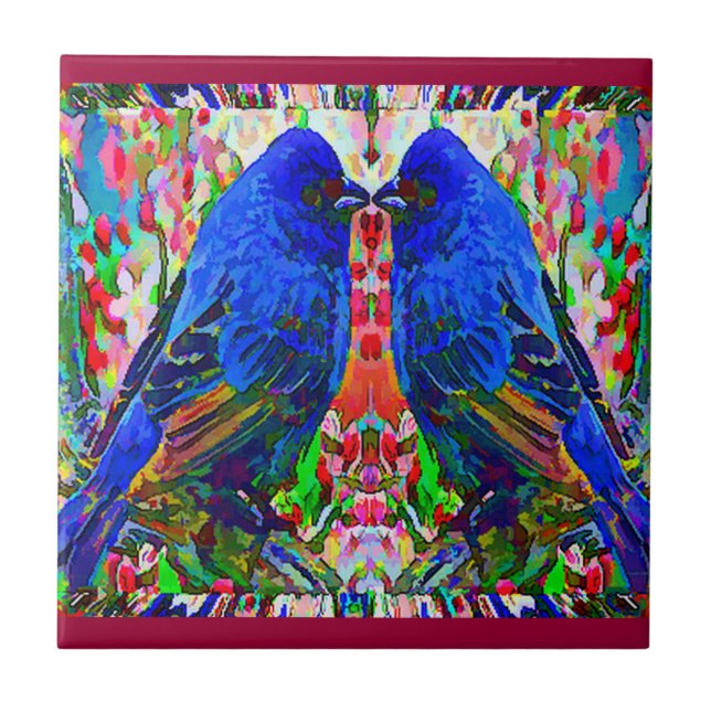 De Cerâmica Dois azulejo do pássaro 2 (Frente)