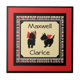 De Cerâmica Dois Cachorros Scottie Sm. (4,25" x 4,25") Azulejo