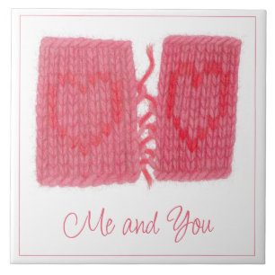 De Cerâmica DOIS CORAÇÕES KNIT 6" Azulejo cerâmico + texto