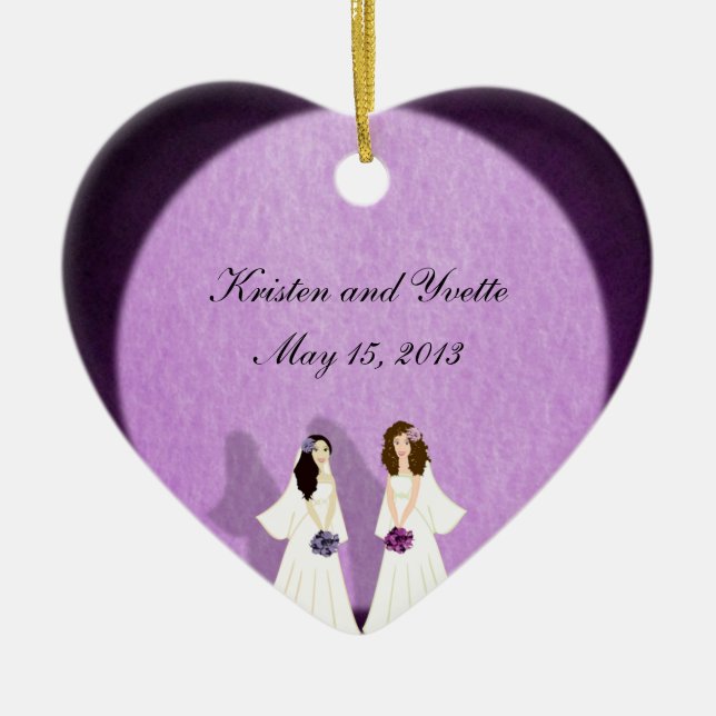 De Cerâmica Dois favores lésbicas do ornamento do casamento (Frente)