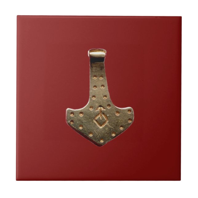 De Cerâmica Dourado Thor Hammer - azulejo vermelho (Frente)