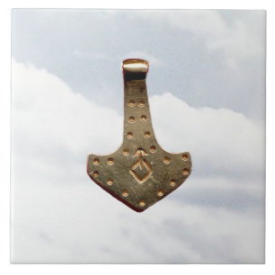 De Cerâmica Dourado Thor Hammer nuvens grande azulejo