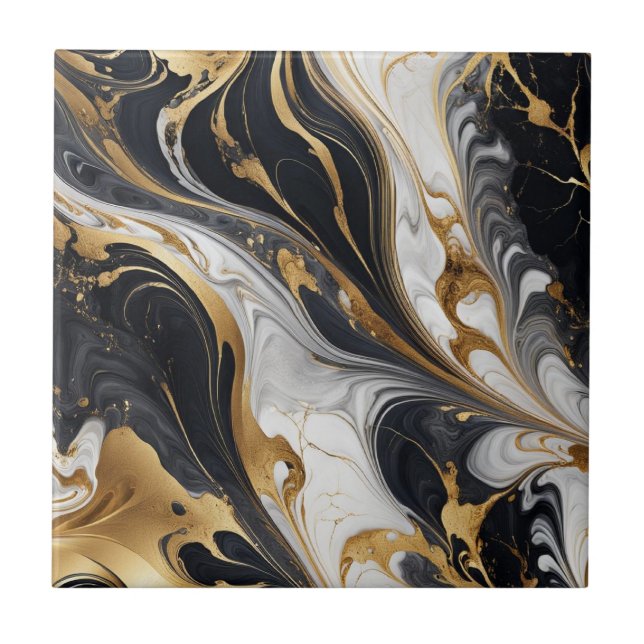 De Cerâmica Dourado White Black Marble Stones 2 Azulejo cerâmi (Frente)