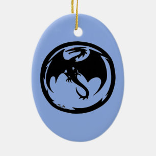 De Cerâmica Dragão Negro Ornamento cerâmico azul 2