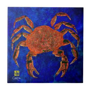 De Cerâmica Dungeness Crab L - Azulejo cerâmico pequeno
