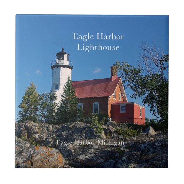 De Cerâmica Eagle Harbor Lighthouse azulejo (Frente)