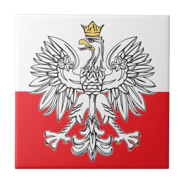 De Cerâmica Eagle polonês com o azulejo Dourado da coroa (Frente)