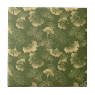 De Cerâmica Elegância do Ginkgo Esmeralda – Azulejo Botânico d