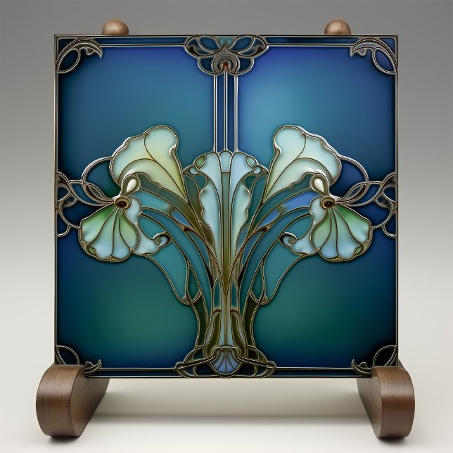 De Cerâmica Elegante Art Nouveau Iris Bloom Azulejo Cerâmico (Criador carregado)