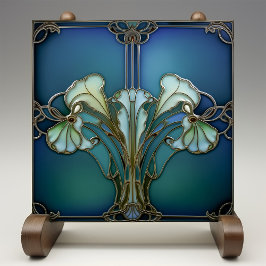 De Cerâmica Elegante Art Nouveau Iris Bloom Azulejo Cerâmico