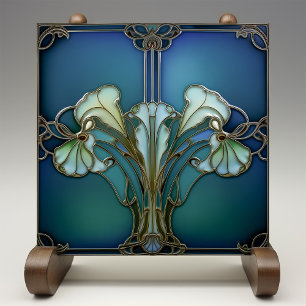 De Cerâmica Elegante Art Nouveau Iris Bloom Azulejo Cerâmico
