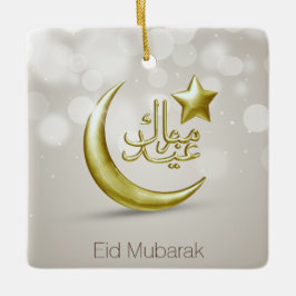 De Cerâmica Elegante Eid Mubarak Dourada Moon Star - Ornamento