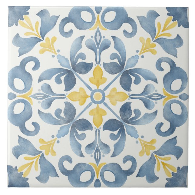 De Cerâmica Elegante italiano Blue Azulejo Lemon (Frente)