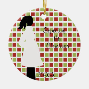 De Cerâmica Esperando este ornamento da gravidez do Natal
