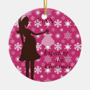 De Cerâmica Esperando este ornamento da gravidez do Natal