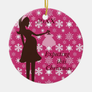 De Cerâmica Esperando este ornamento da gravidez do Natal
