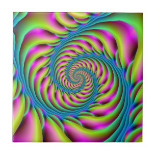 De Cerâmica Espiral azulejo em Turquesa Rosa e Amarelo