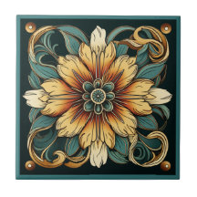 Estilo Art deco padrão floral azulejo cerâmico