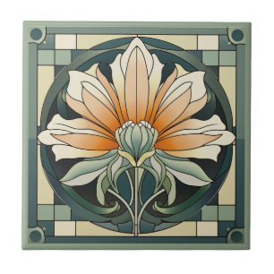 De Cerâmica Estilo Art deco padrão floral azulejo cerâmico