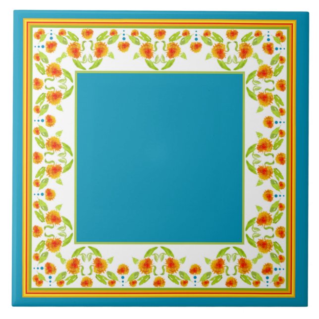 De Cerâmica Estilo do País Marigolds Fronteira Azulejo cerâmic (Frente)