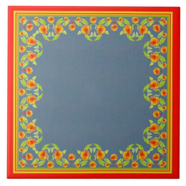 De Cerâmica Estilo do País Marigolds Fronteira Azulejo cerâmic (Frente)