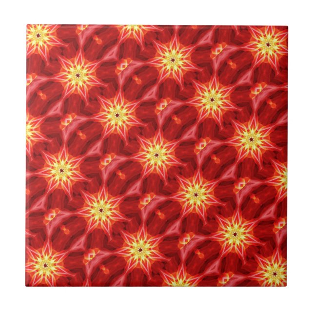 De Cerâmica estrelas douradas em azulejo vermelho (Frente)