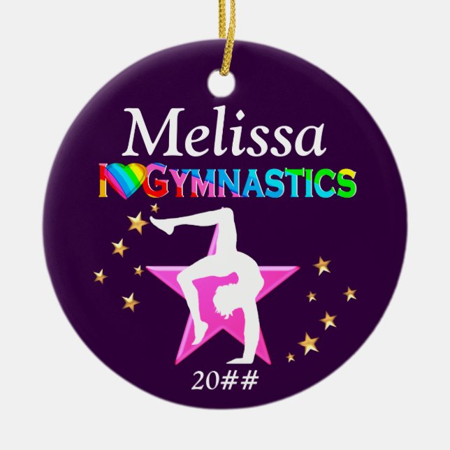 DE CERÂMICA EU AMO GINÁSTICA PERSONALIZADA E DATADA ORNAMENTO (Frente)