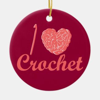 De Cerâmica Eu amo o ornamento do Crochet