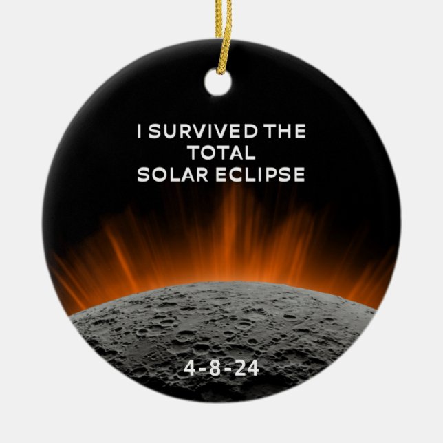 De Cerâmica Eu sobrevivi ao ornamento do eclipse solar (Frente)