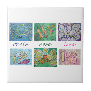De Cerâmica Faith Hope Love Angel Word Azulejo Gift