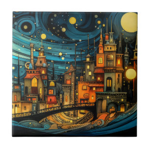 De Cerâmica Fantasy Mundo #1 Porta copos Azulejo