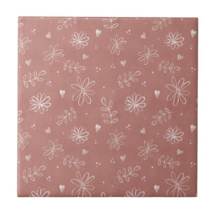 De Cerâmica Farmhouse Pink Maut Floral Azulejo Cerâmico