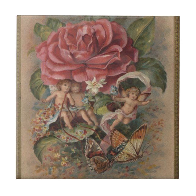 De Cerâmica Feiras e borboletas Azulejo cerâmico (Frente)