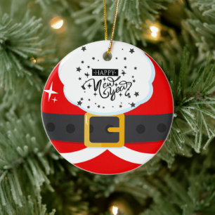 De Cerâmica Feliz 2023 Ano Novo Ornamento do Pai Natal