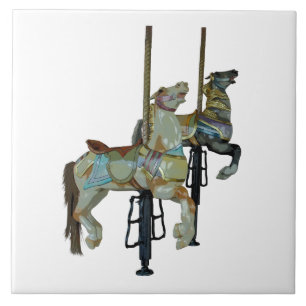 De Cerâmica Feliz bonito Percorrer Cavalos Carrossel Azulejo c