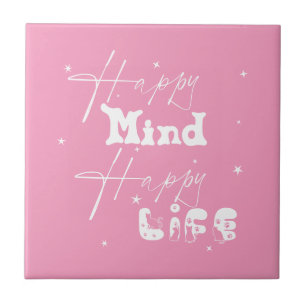 De Cerâmica Feliz Mente Feliz Vida Azulejo Cerâmico Fofo