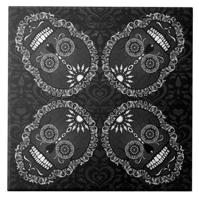 De Cerâmica Feliz Muertos - azulejo festivo do teste padrão do (Frente)