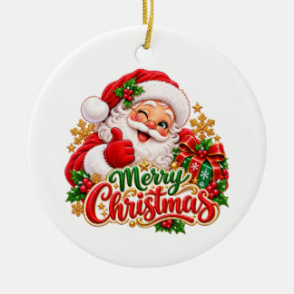 De Cerâmica Feliz Natal Papai Noel Ornamento Cerâmico Redondo