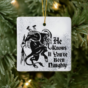 De Cerâmica Feliz Ornamento da Árvore Krampus